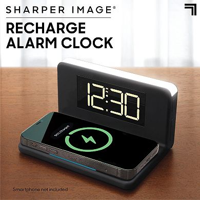 Sharper Image Recharge Digital Alarm Clock with Wireless Charger