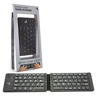 Sharper Image Travel Keyboard with Folding Design, Wireless Connectivity & Rechargeable Battery