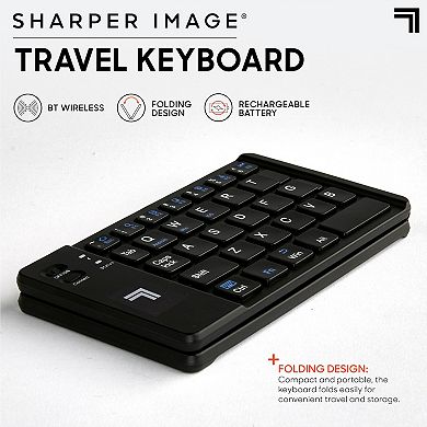 Sharper Image Travel Keyboard with Folding Design, Wireless Connectivity & Rechargeable Battery