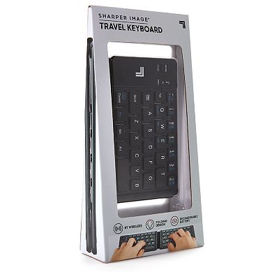 Sharper Image Travel Keyboard with Folding Design, Wireless Connectivity & Rechargeable Battery