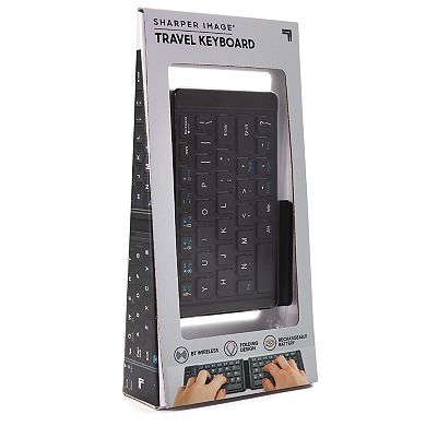 Sharper Image Travel Keyboard with Folding Design, Wireless Connectivity & Rechargeable Battery