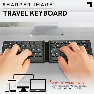Sharper Image Travel Keyboard with Folding Design, Wireless Connectivity & Rechargeable Battery