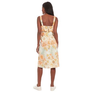 Women's London Times Fold Over Top Belted Midi Dress