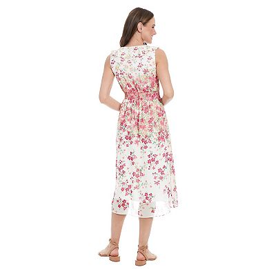 Women's London Times V-Neck Smocked Waist Midi Dress