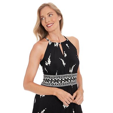 Women's London Times Printed Halter Maxi Dress