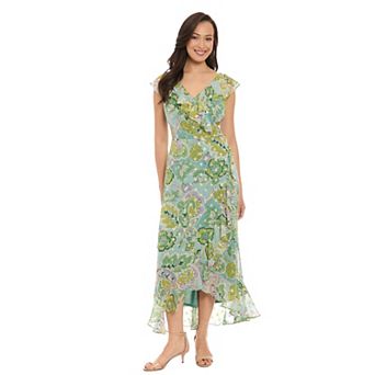 Women's London Times Ruffle Wrap Maxi Dress