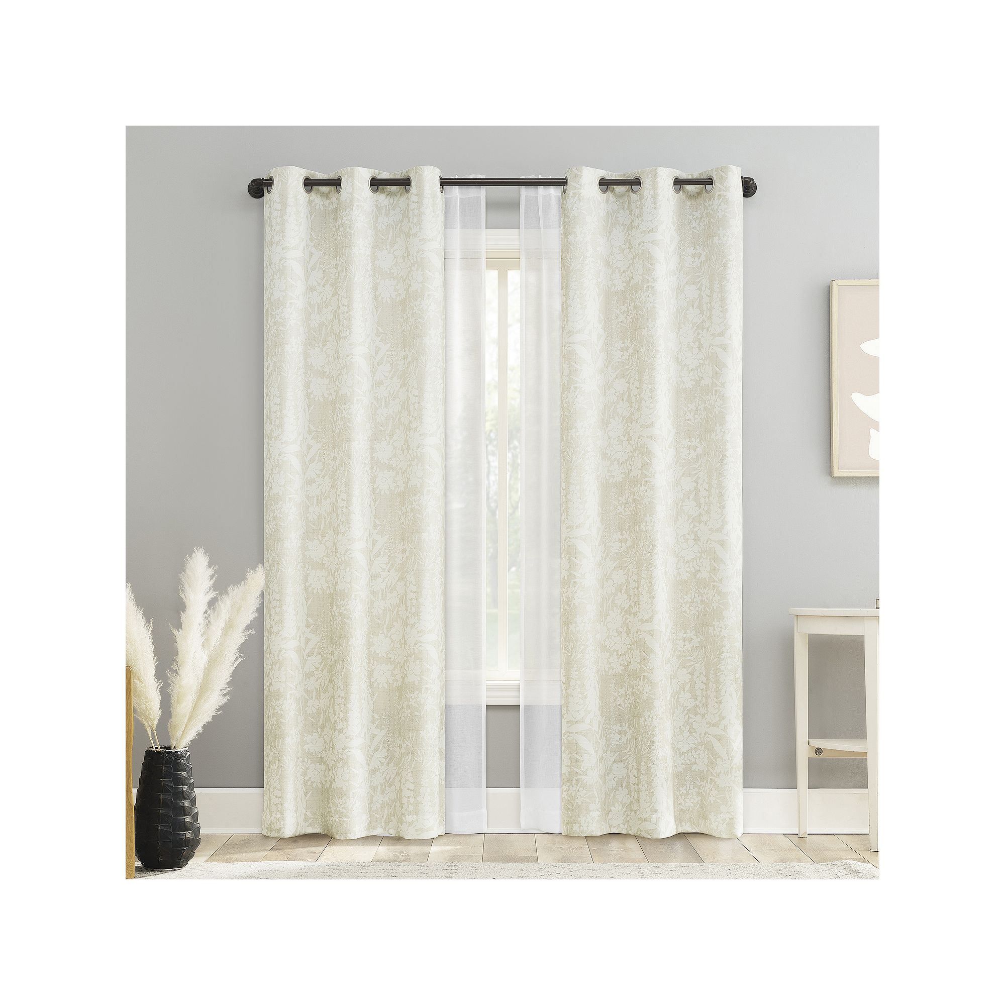 The Big One® Alley Sheer Grommet 4-Pack Window Curtain Set, Brown