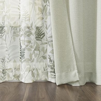 The Big One® Elrey Leaf Sheer Rod Pocket & Solid Grommet Set of 4 Window Curtain Panels