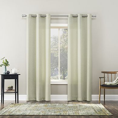 The Big One® Elrey Leaf Sheer Rod Pocket & Solid Grommet Set of 4 Window Curtain Panels