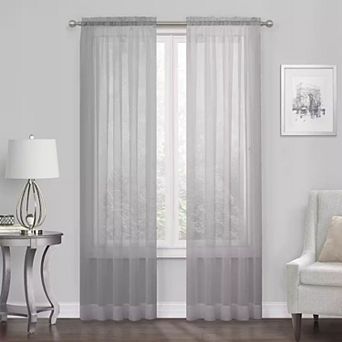 Kate Aurora Essential 1 pc Silver Gray Sheer Voile Rod Pocket Window Curtain Panel