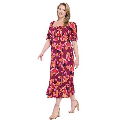 women's london times puff sleeve empire waist midi dress London Times Women's Dresses Square Neck Smocked Back Linen Blend  Flattering Versatile Spring Summer Garden Party Dress, Ivory/Bright  Fuschia, 4 at Amazon Women's Clothing store