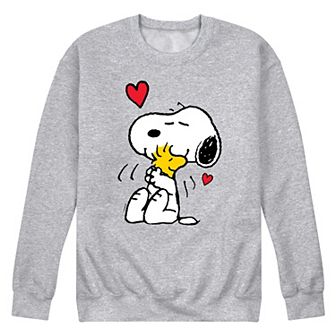 Men's Peanuts Snoopy & Woodstock Heart Fleece Sweatshirt