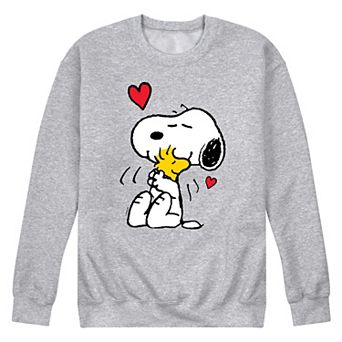 Men's Peanuts Snoopy & Woodstock Heart Fleece Sweatshirt