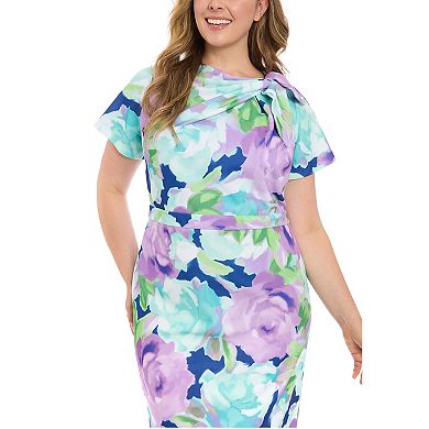 Plus Size London Times Side Tie Sheath Dress