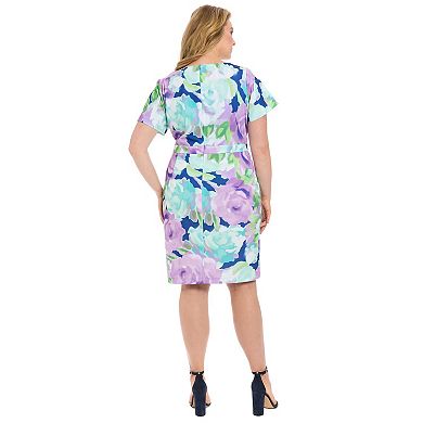 Plus Size London Times Side Tie Sheath Dress