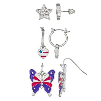 Celebrate Together™ Trio Star Heart Butterfly Dangle Earrings