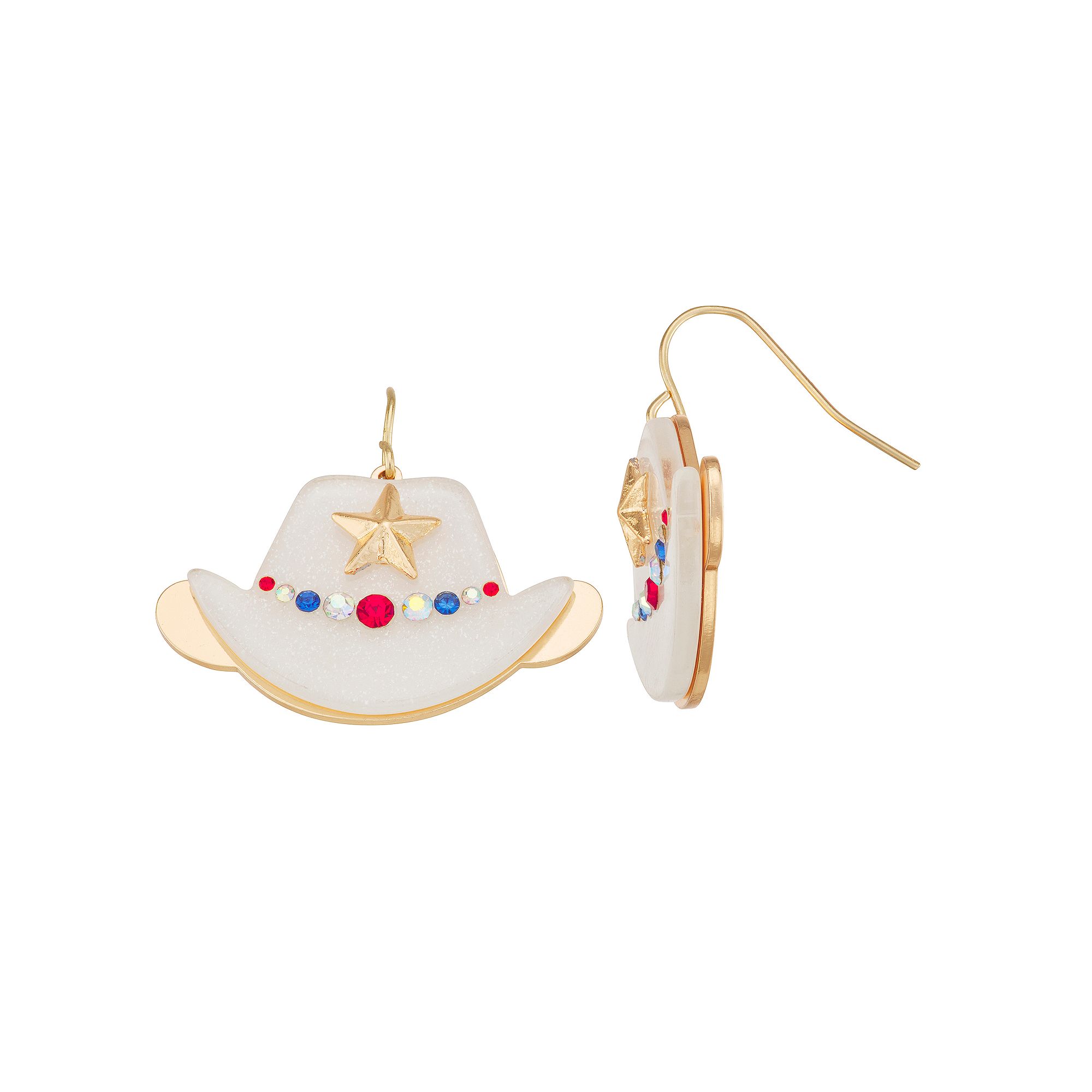 Celebrate Together™ Americana Cowboy Hat Dangle Earrings, Womens, White
