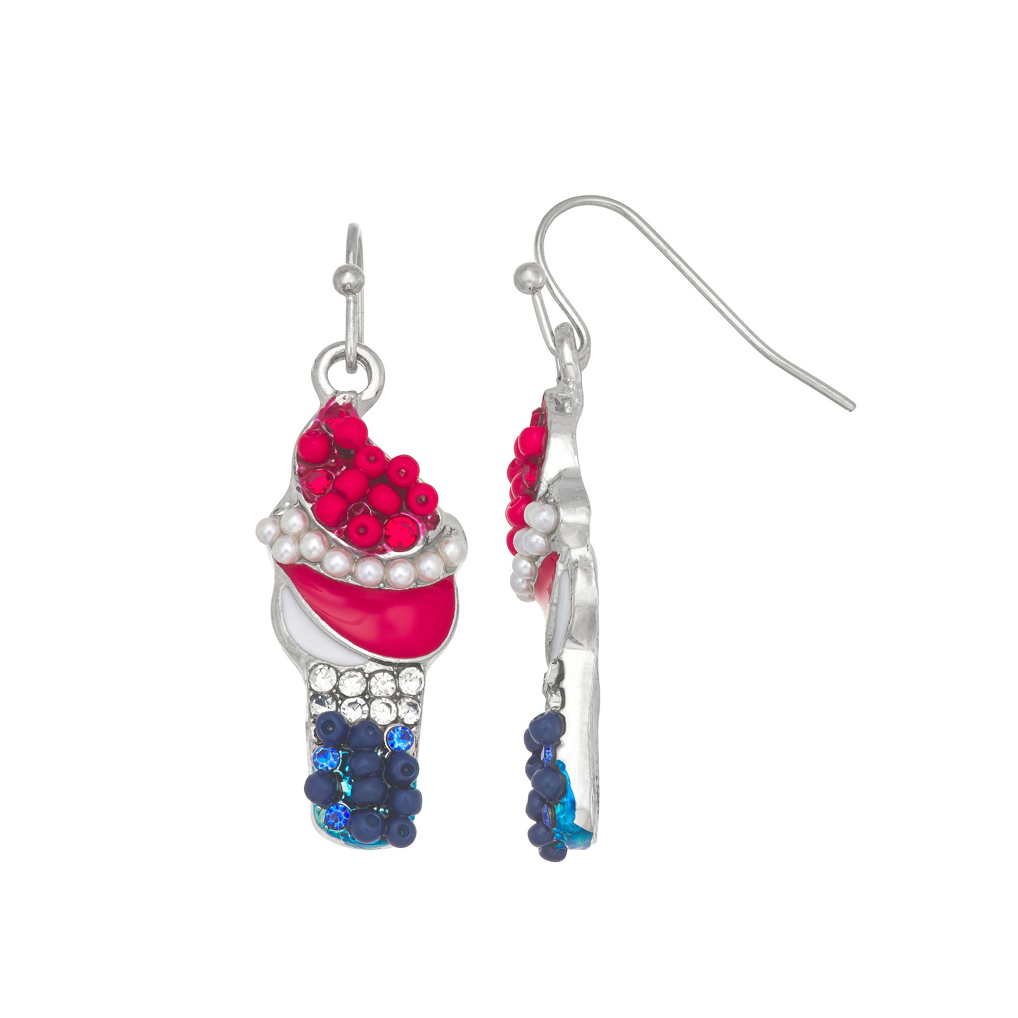 Celebrate Together™ Rhinestone Ice Cream Cone Dangle Earrings, Womens, M