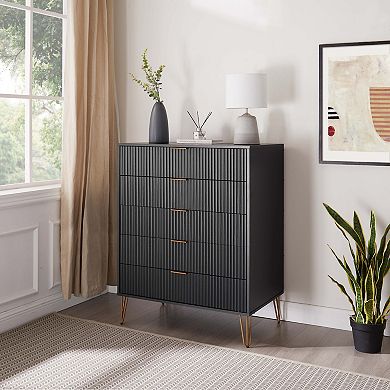 MANHATTAN COMFORT Dumbo Collection Modern Tall 5-Drawer Dresser