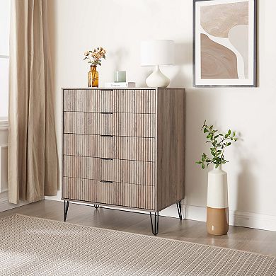 MANHATTAN COMFORT Dumbo Collection Modern Tall 5-Drawer Dresser