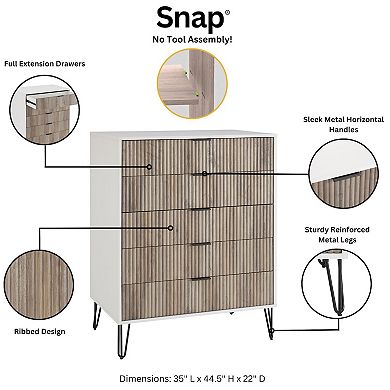 MANHATTAN COMFORT Dumbo Collection Modern Tall 5-Drawer Dresser