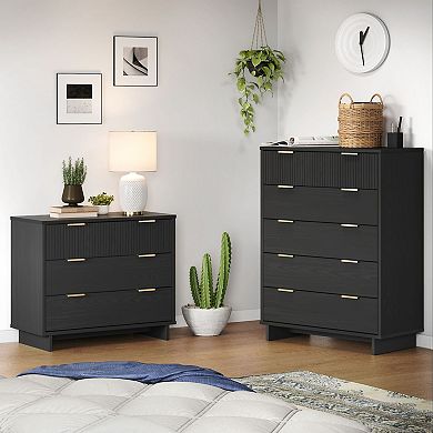 MANHATTAN COMFORT Granville Collection 2-Piece Modern 5-Drawer Tall Chest & 3-Drawer Dresser Set