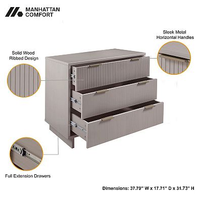 MANHATTAN COMFORT Granville Collection 2-Piece Modern 5-Drawer Tall Chest & 3-Drawer Dresser Set
