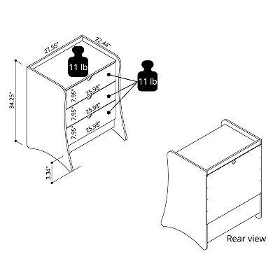MANHATTAN COMFORT Coney Collection Mid-Century Modern 3-Drawer Dresser