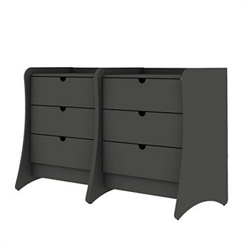 MANHATTAN COMFORT Coney Collection 2 pc Mid-Century Modern 3-Drawer Dresser Set