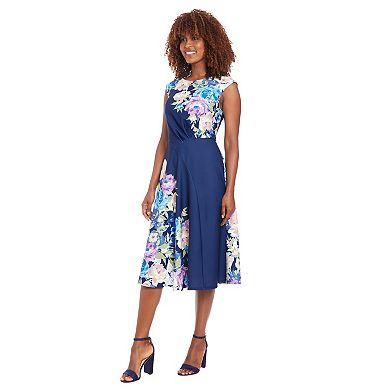 Petite London Times Cap Sleeve Ruched Asymmetrical Waist Fit And Flare Midi Dress