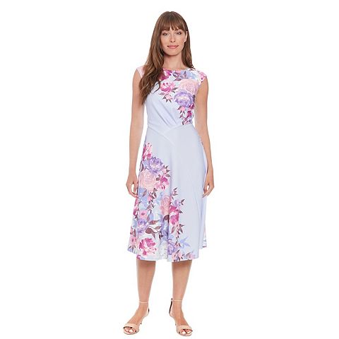 Женские платья London Petite London Times Cap Sleeve Ruched Asymmetrical Waist Fit And Flare Midi Dress