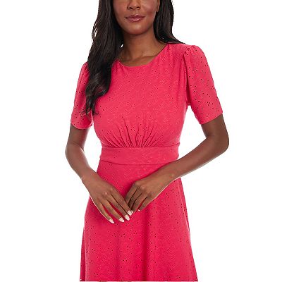 Petite London Times Short Sleeve Eyelet Inset Midi Dress