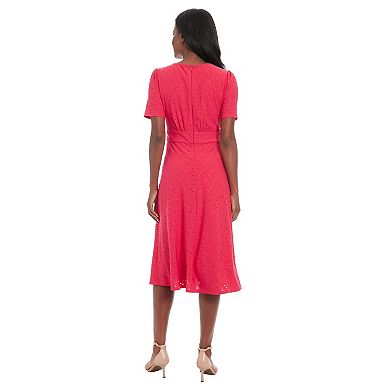 Petite London Times Short Sleeve Eyelet Inset Midi Dress