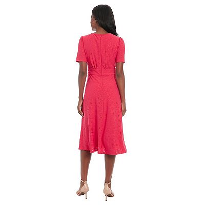 Petite London Times Short Sleeve Eyelet Inset Midi Dress