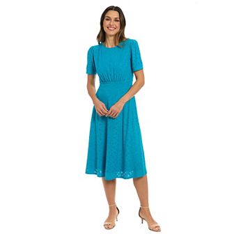Petite London Times Short Sleeve Eyelet Inset Midi Dress