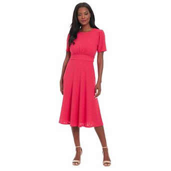 Petite London Times Short Sleeve Eyelet Inset Midi Dress