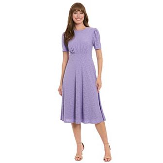 Petite London Times Short Sleeve Eyelet Inset Midi Dress