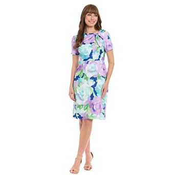 Petite London Times Printed Tie Neck Sheath Dress