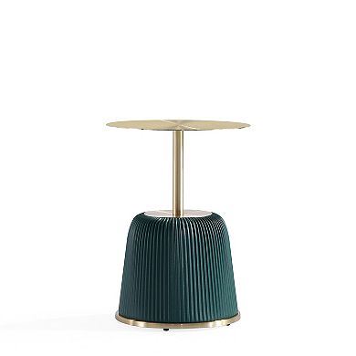 MANHATTAN COMFORT Anderson Modern Faux Leather Upholstered & Gold Top End Table