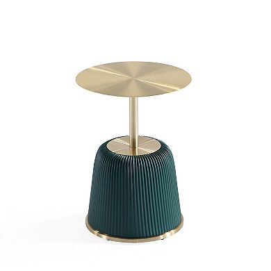 MANHATTAN COMFORT Anderson Modern Faux Leather Upholstered & Gold Top End Table