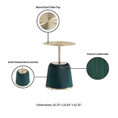 MANHATTAN COMFORT Anderson Modern Faux Leather Upholstered & Gold Top End Table