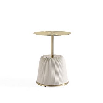 MANHATTAN COMFORT Anderson Modern Faux Leather Upholstered & Gold Top End Table