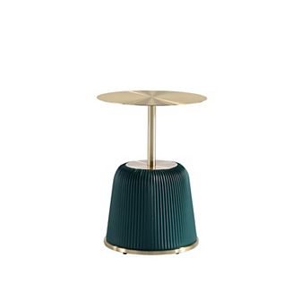MANHATTAN COMFORT Anderson Modern Faux Leather Upholstered & Gold Top End Table