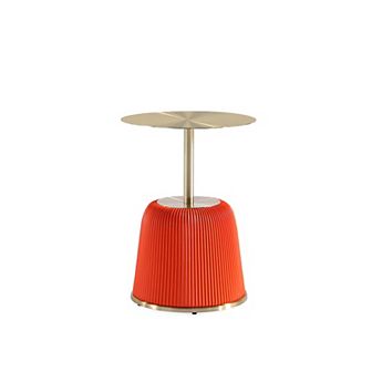 MANHATTAN COMFORT Anderson Modern Faux Leather Upholstered & Gold Top End Table