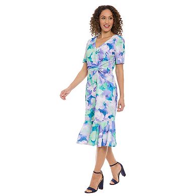 Petite London Times Short Sleeve Side Twist Midi Dress