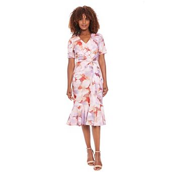 Petite London Times Short Sleeve Side Twist Midi Dress