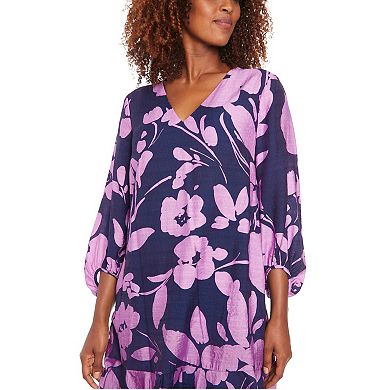Petite London Times V Neck Bishop Sleeve Shift Dress