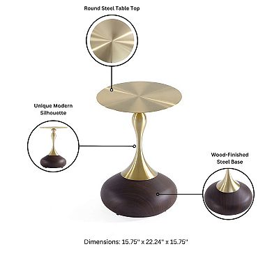 MANHATTAN COMFORT Patchin Modern Gold Metal Round End Table
