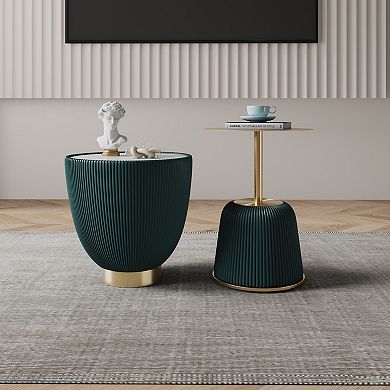 MANHATTAN COMFORT Anderson 1.0 & 2.0 2-pc. Modern Faux Leather Upholstered End Table Set