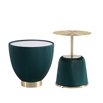 MANHATTAN COMFORT Anderson 1.0 & 2.0 2 pc Modern Faux Leather Upholstered End Table Set